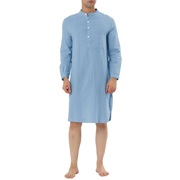 Godsen Men's Cotton Nightgown Pajamas Sleepwear Top Nightshirt Sleep Shirt Robes 